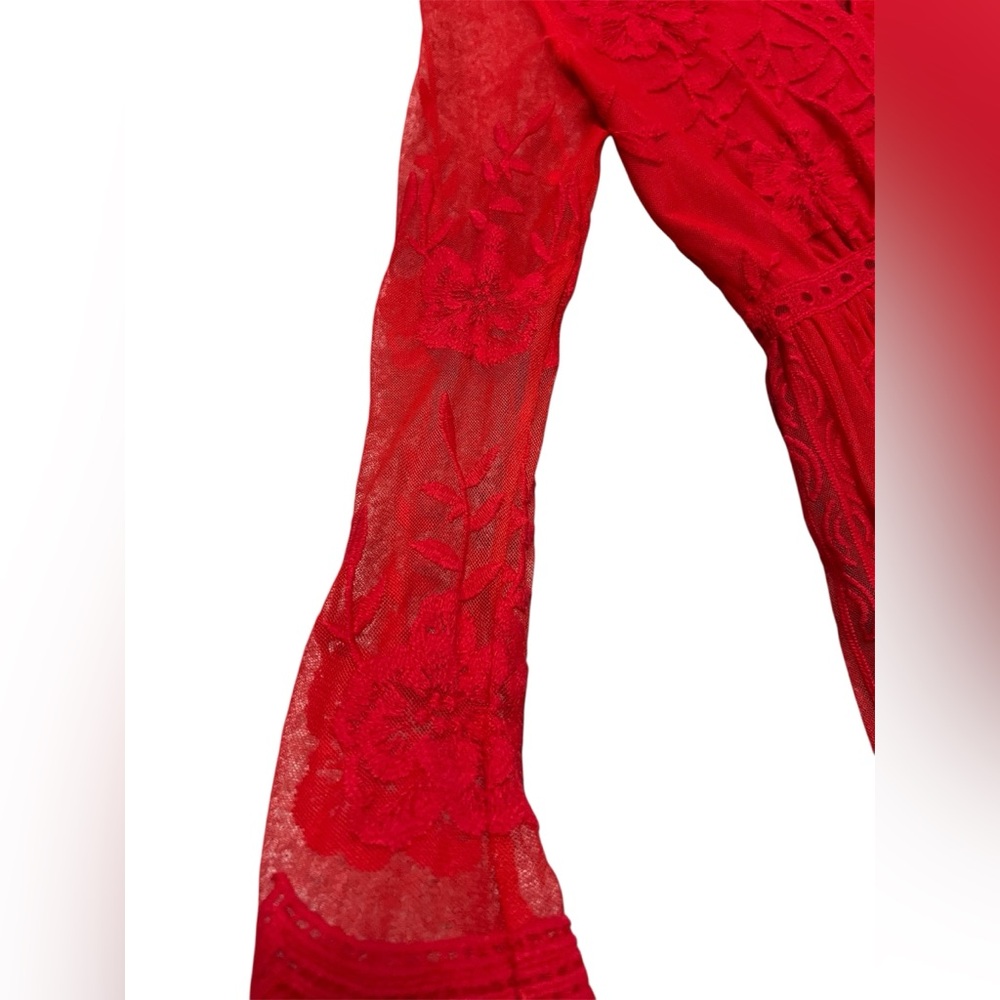 ALTAR’D STATE LAVESTA red lace sleek fit women’s dress above knee size SMALL EUC - Picture 12 of 14